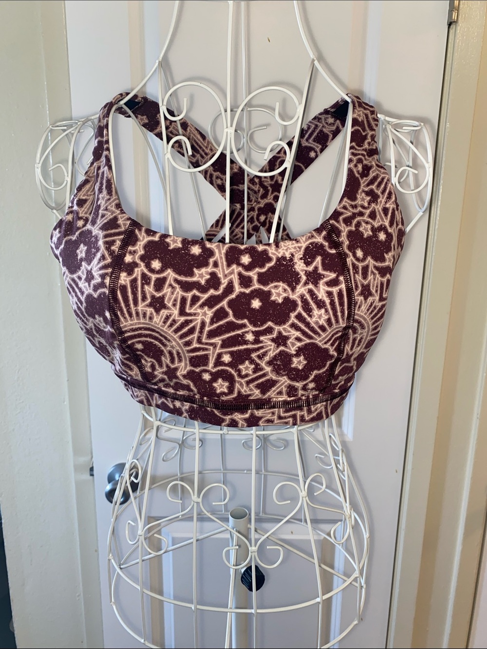 No Boundaries Plum Patterned Racerback Sports Bra